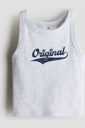 H&M Tanktop aus Baumwolle mit Print - Grau