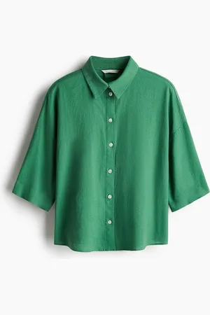 H&M Bluse aus Leinenmix - Grün