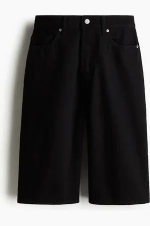 H&M Hohe knielange Denimshorts - Schwarz