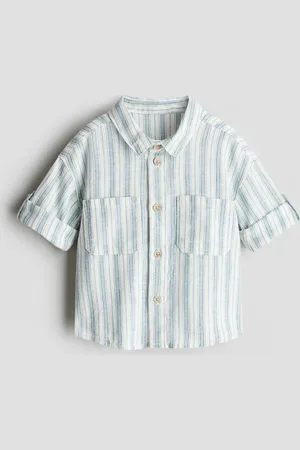 H&M Hemd aus Leinenmix mit Ärmeln zum Hochrollen - Weiß