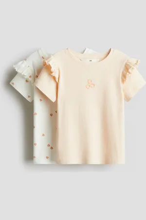 H&M 2er-Pack Baumwollshirts mit Volants - Orange
