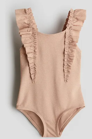H&M Textured frill-trimmed swimsuit - Orange