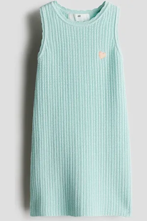 H&M Baumwollkleid mit Struktur - Türkis