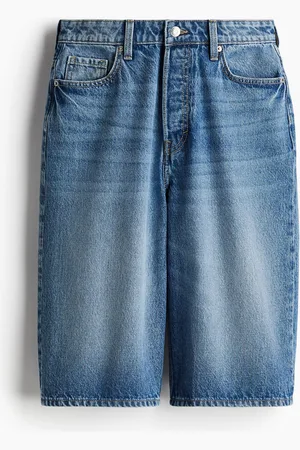 H&M Hohe knielange Denimshorts - Blau