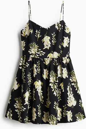 H&M Baumwollkleid mit ausgestelltem Rock - Schwarz