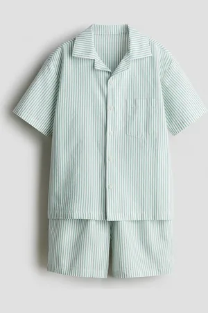 H&M Pyjama aus Baumwollpopeline - Grün