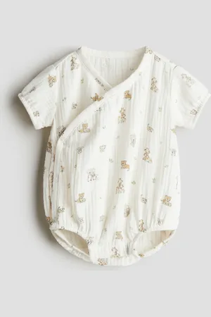 H&M Strampelanzug aus bedrucktem Musselin - Beige