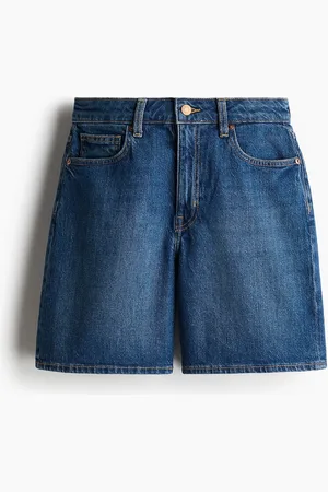 H&M Jeansshorts mit hohem Bund - Blau
