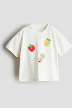 H&M T-Shirt mit Applikationen - Weiß