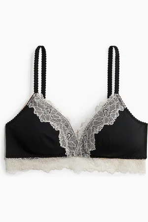 H&M Wattierter BH aus weicher Mikrofaser und Spitze - Schwarz