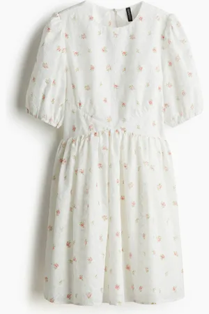 H&M Rückenfreies Kleid mit Stickereien - Weiß