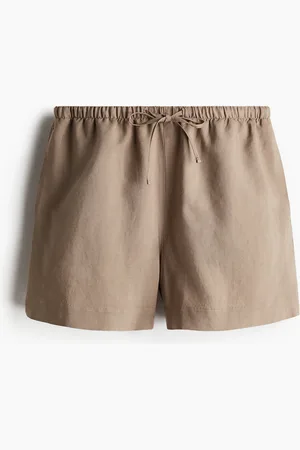 H&M Kordelzugshorts aus Leinenmix - Braun