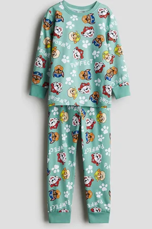 H&M Bedruckter Pyjama aus Baumwolljersey - Grün
