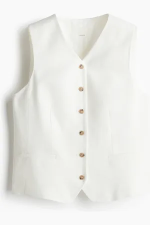H&M Gilet aus Leinenmix - Weiß