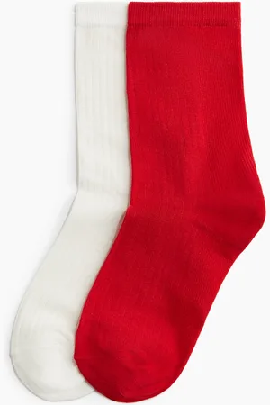 H&M 2er-Pack Gerippte Socken - Rot