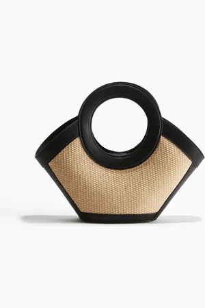 H&M Bast-Handtasche mit Coating-Details - Beige