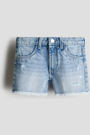 H&M Denimshorts mit Fransenkanten - Blau