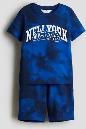 H&M Zweiteiler mit T-Shirt und Sweatshorts - Blau