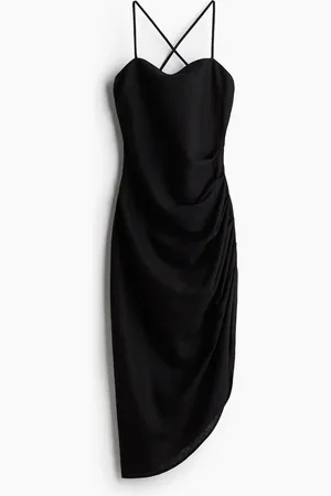H&M Drapiertes Kleid aus Leinenmix - Schwarz