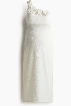 H&M MAMA One-Shoulder-Kleid mit Applikationen - Weiß