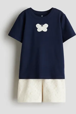 H&M Zweiteiler mit Shirt und Shorts - Blau
