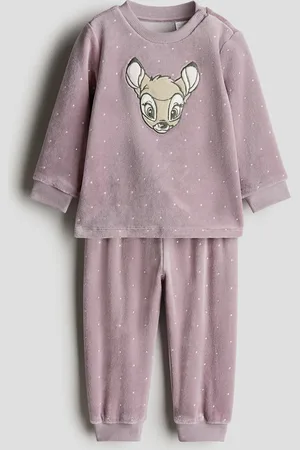 H&M Gemusterter Pyjama aus Velours - Lila
