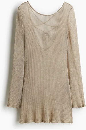 H&M Strandkleid mit Bindebändern im Rücken - Beige