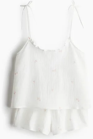 H&M Pyjama aus Baumwollmusselin - Weiß