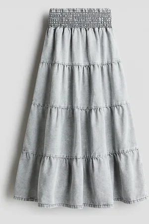 H&M Stufenrock aus Denim - Grau