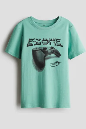 H&M Baumwoll-T-Shirt mit Print - Grün