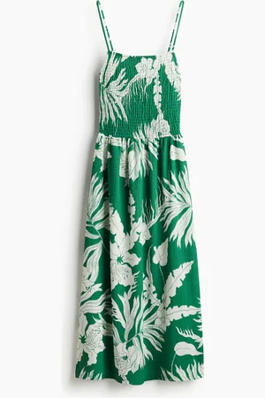 H&M Gesmoktes Trägerkleid - Grün