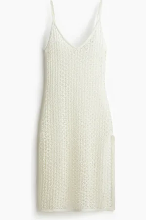 H&M Strandkleid in Ajourstrick - Weiß