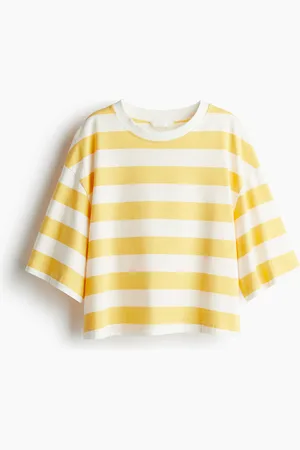 H&M Cropped T-Shirt - Gelb