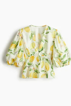 H&M Bluse mit V-Ausschnitt - Gelb