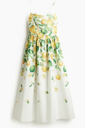 H&M Bedrucktes Baumwollkleid - Weiß