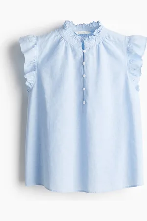 H&M Bluse aus Leinenmix - Blau