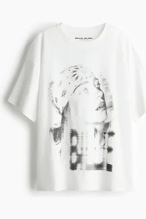 H&M Oversized T-Shirt mit Print - Weiß
