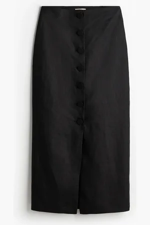 H&M Durchgeknöpfter Leinenrock - Schwarz