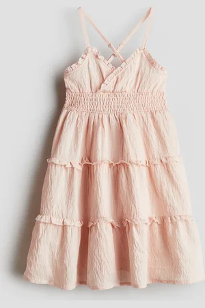 H&M Gesmoktes Kleid mit Volants - Pink