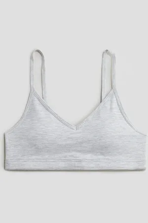 H&M Wattiertes Crop-Top - Grau