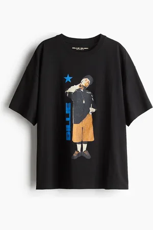 H&M Oversized T-Shirt mit Print - Schwarz