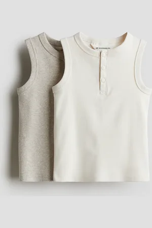 H&M 2er-Pack Gerippte Baumwoll-Tanktops - Weiß