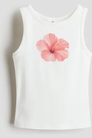 H&M Tanktop aus Baumwolle mit Print - Weiß