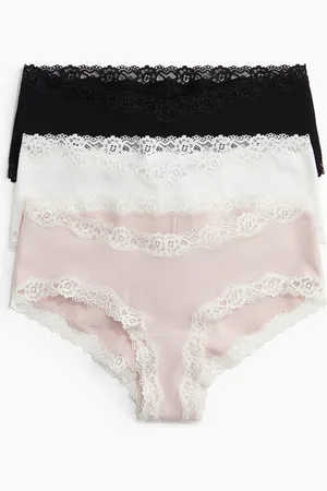 H&M MAMA 3er-Pack Baumwollhipster mit Spitze - Pink