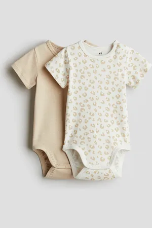 H&M 2er-Pack Kurzarmbodys - Beige