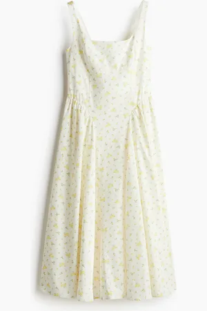 H&M Popelinekleid mit Bindegürtel - Weiß