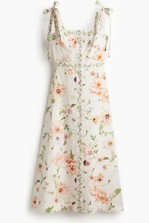 H&M Baumwollkleid mit Bindeträgern - Pink