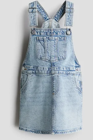 H&M Latzkleid aus Denim - Blau