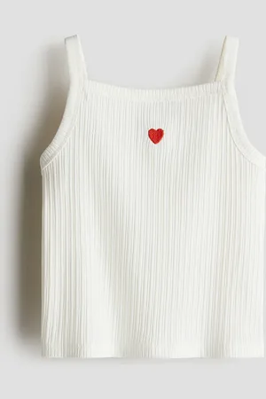 H&M Trägertop mit Stickerei - Weiß