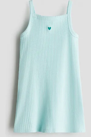 H&M Geripptes Trägerkleid - Türkis